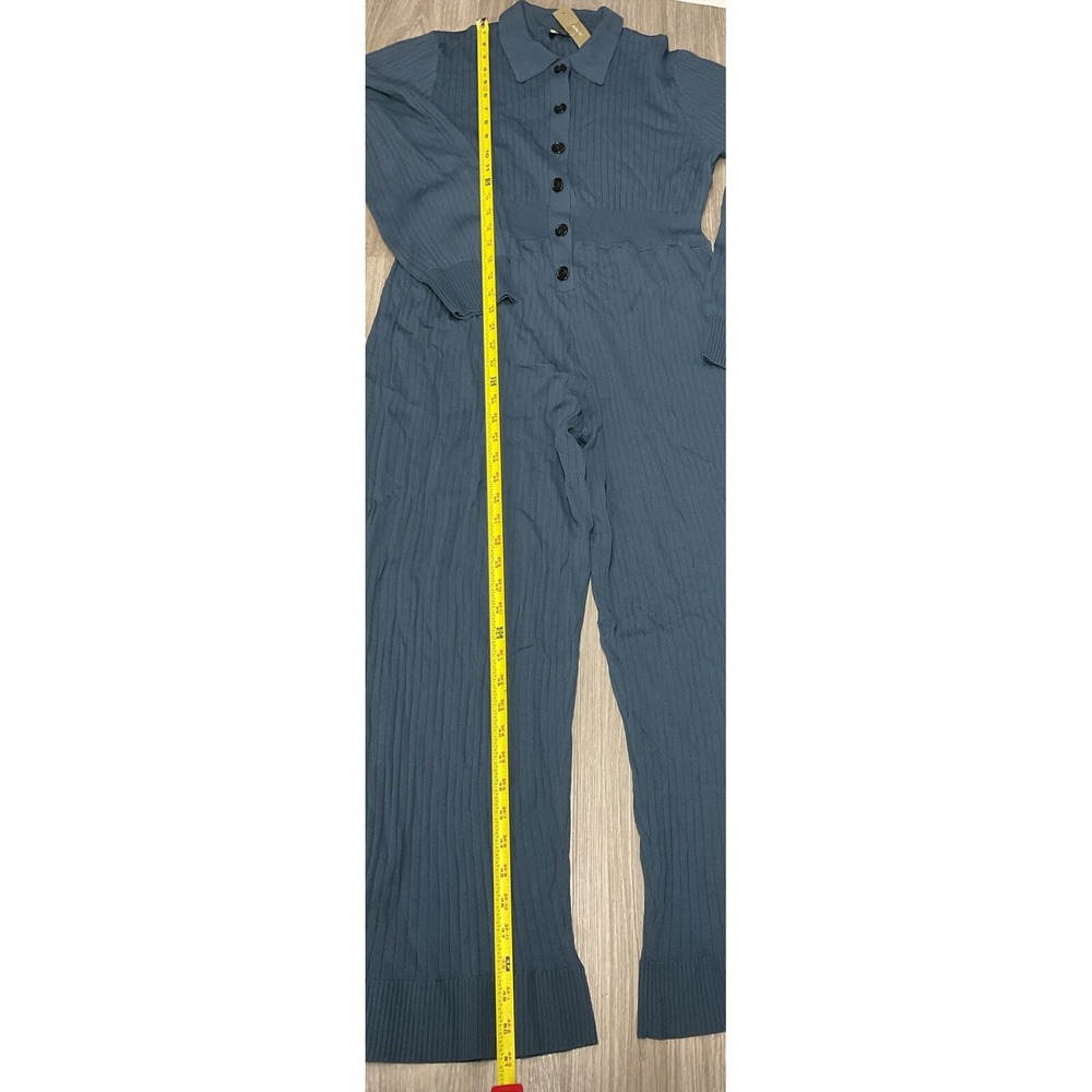 J. Crew Ribbed Knit Casual Comfort Cropped Jumpsuit in Dark Teal Size XL NEW - Picture 11 of 13